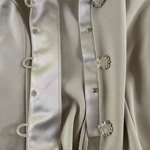 Vintage Lori Weidner Evenings Ivory 2 piece Suit 6 Satin Belted Blazer Skirt - Picture 13 of 16